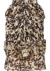 Givenchy Woman Ruched Silk-chiffon Skirt Animal Print