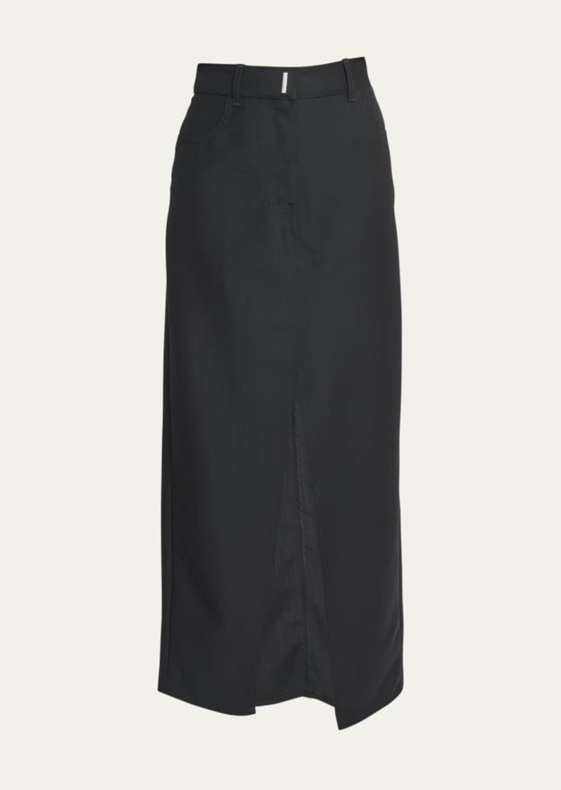 Givenchy Wool Midi Skirt with Front Slit