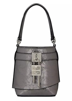 Givenchy Micro Shark Lock Bucket Bag In Laminated Leather