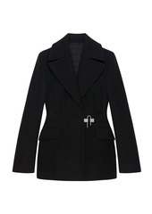 Givenchy Peacoat In Quilted Wool With U-Lock Buckle
