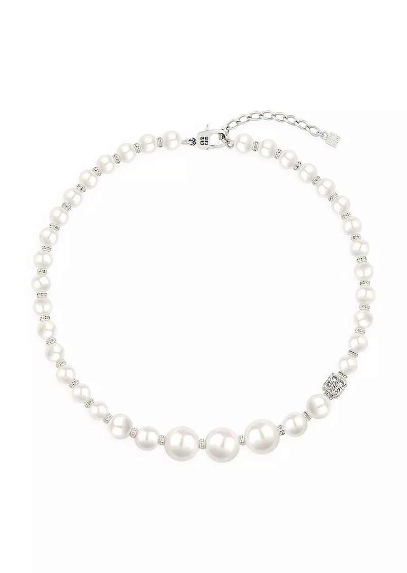Givenchy Pearl Necklace in Metal with Crystals