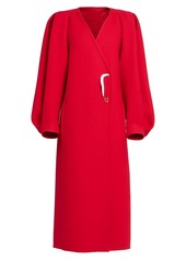 Givenchy Puff-Sleeve Safety Pin Long Wool Coat