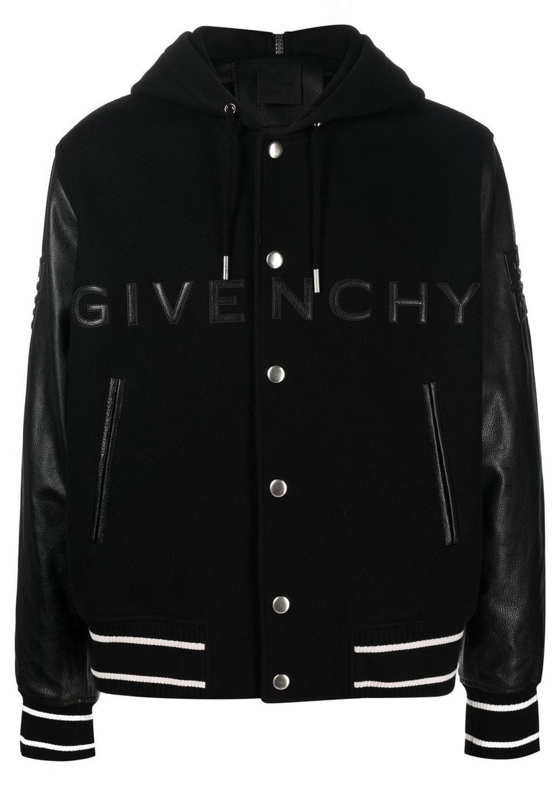 Givenchy raised-logo hooded varsity jacket