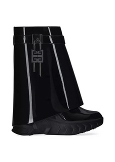 Givenchy Shark Lock Biker Ankle Boots in Patent Leather
