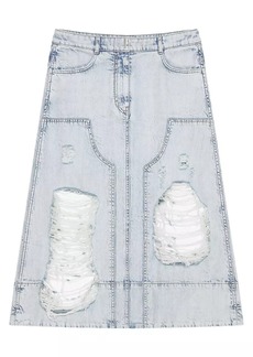 Givenchy Skirt In Destroyed Denim With Patches