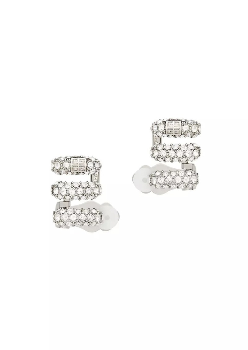 Givenchy Stitch Clip Earrings In Metal With Crystals