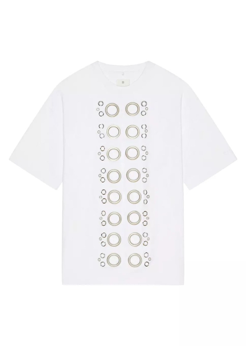 Givenchy Wide Fit T-Shirt in Cotton with Eyelet Details