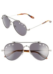 Women's Givenchy 58mm Aviator Sunglasses - Silver/ Grey Blue