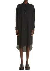 Women's Givenchy Jacquard Logo Long Sleeve Silk Midi Shirtdress