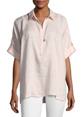 Go Silk Petite Oversized Short-Sleeve Linen Tunic