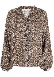 Gold Hawk silk leopard print blouse