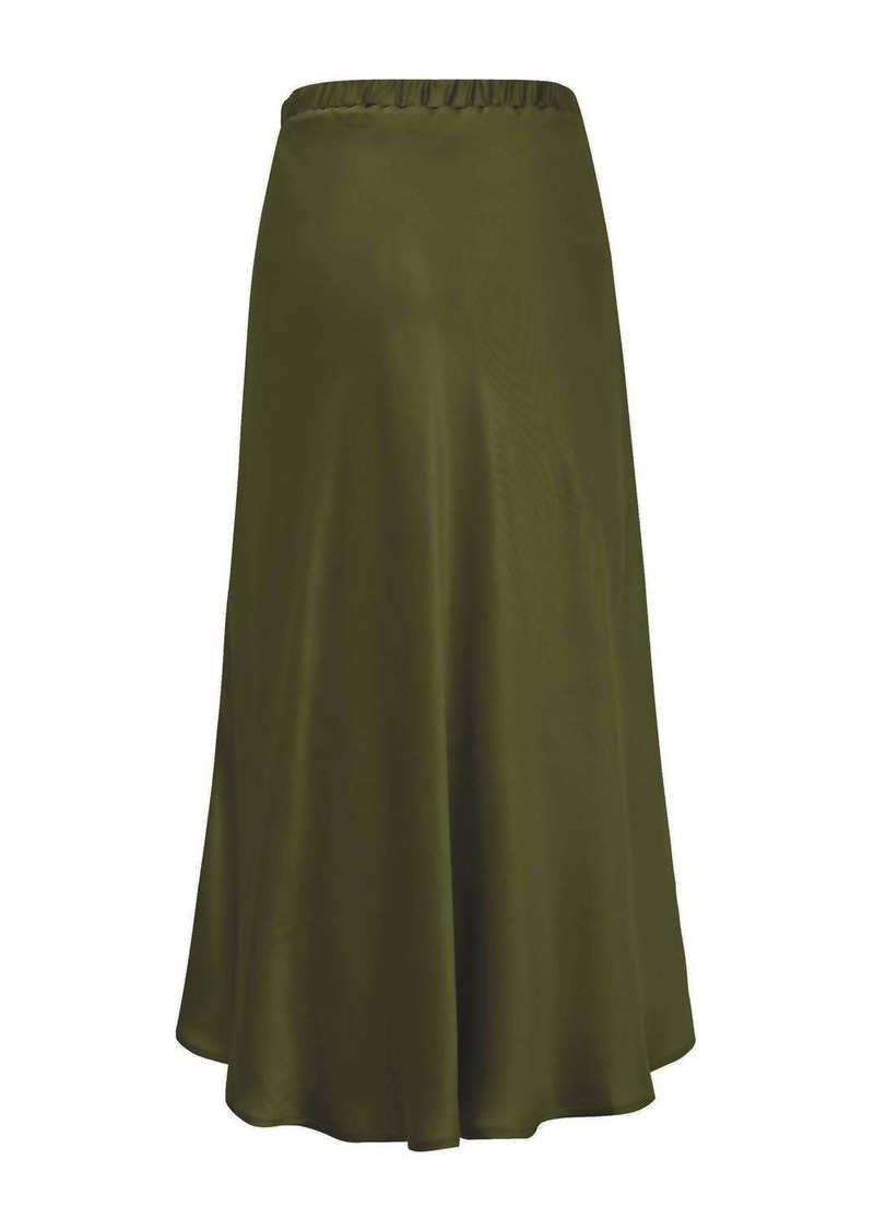 Gold Hawk Women's Bias Flare Midi Skirt In Dark Olive