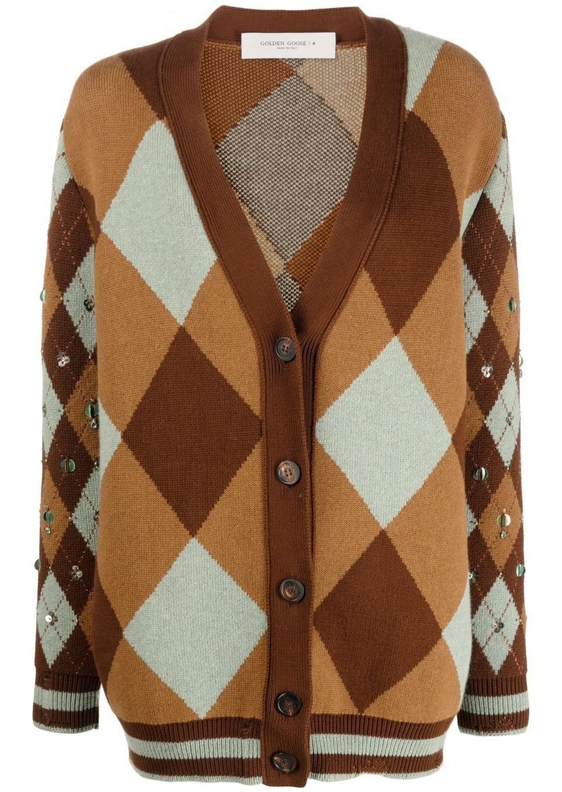 Golden Goose argyle-check knit cardigan