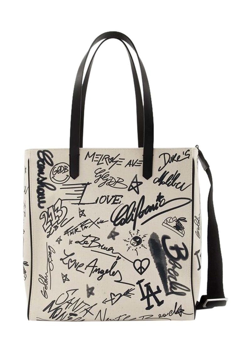 California Tote Bag - Golden Goose - White/Black - Leather