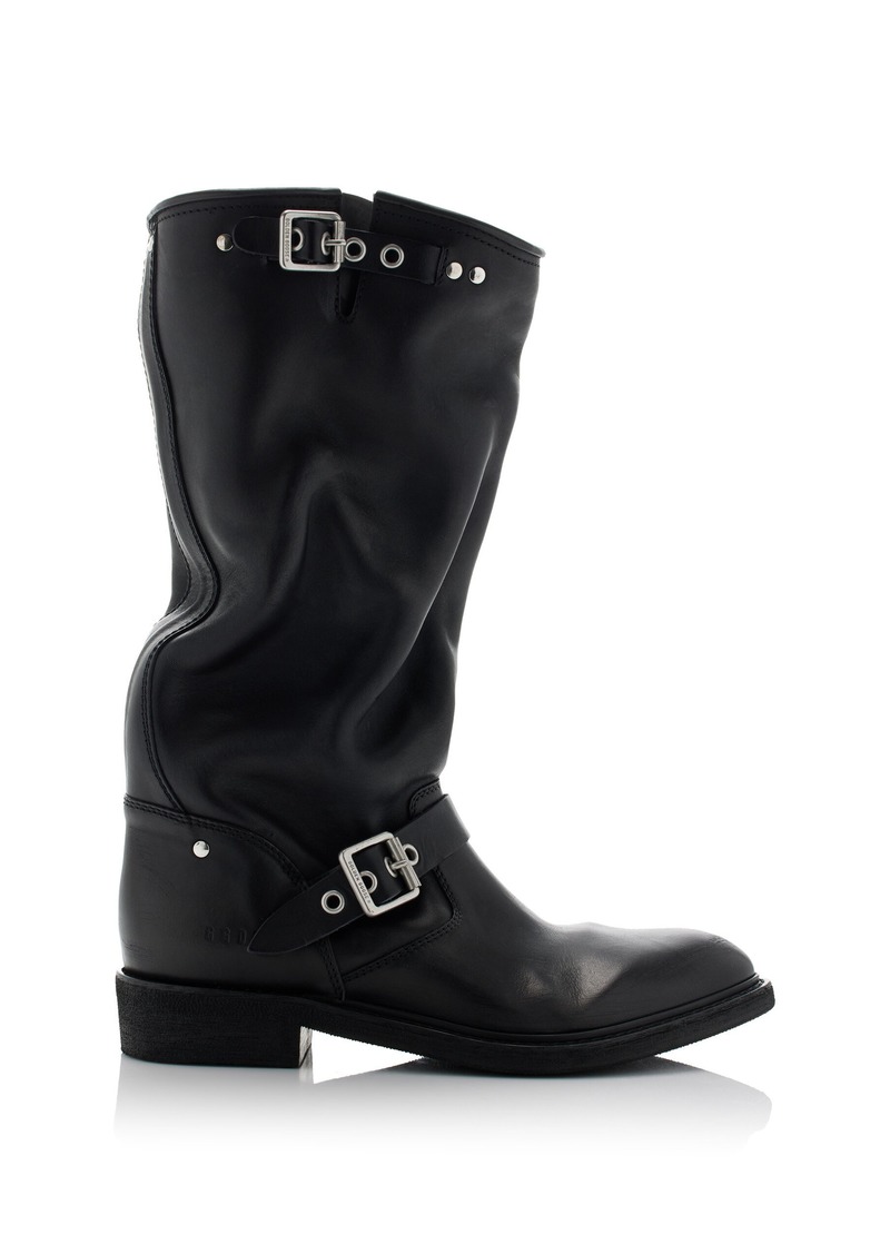 Golden Goose - Biker Leather Knee Boots - Black - IT 37 - Moda Operandi