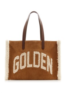 Golden Goose - California Shearling-Trimmed Suede Tote - Brown - OS - Moda Operandi