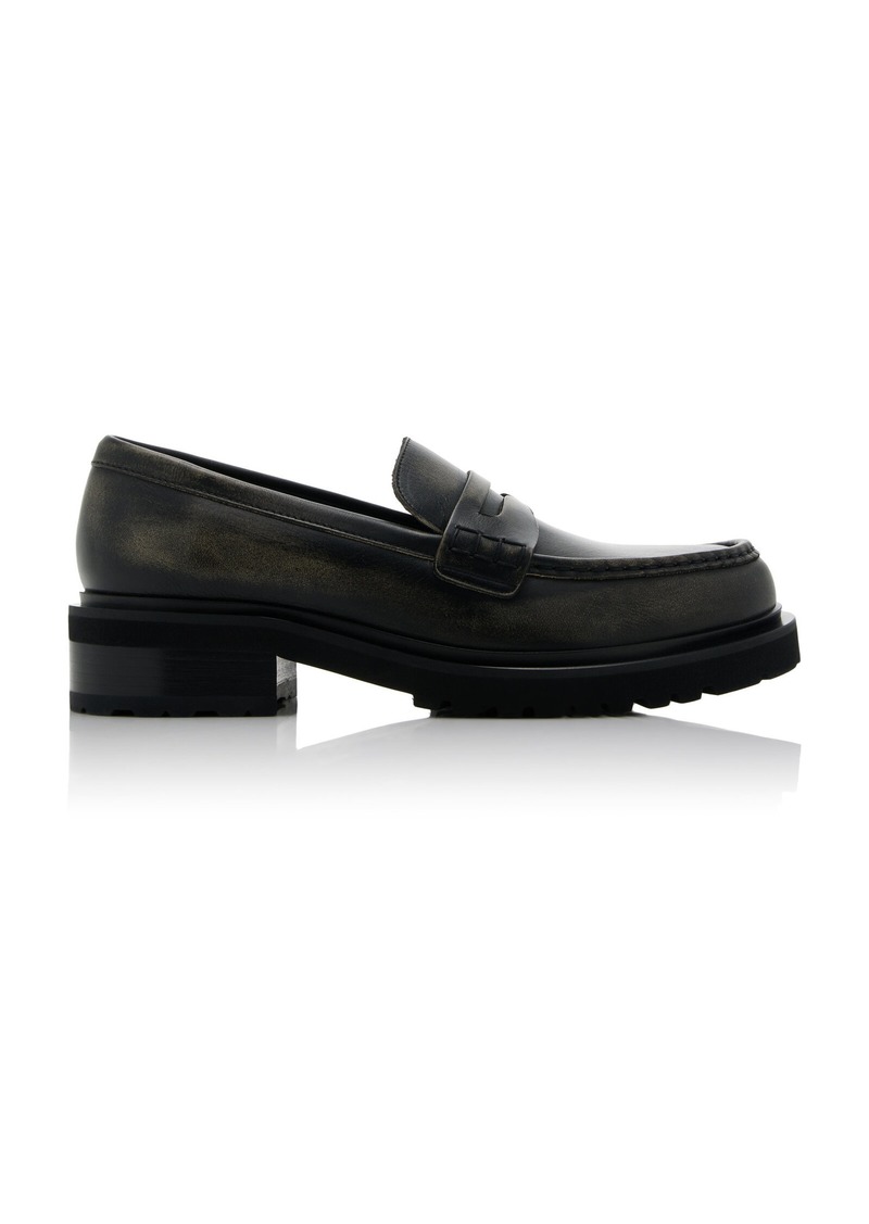 Golden Goose - Distressed Leather Loafers - Black - IT 40 - Moda Operandi