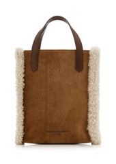 Golden Goose - Mini California Shearling-Trimmed Suede Tote Bag - Brown - OS - Moda Operandi