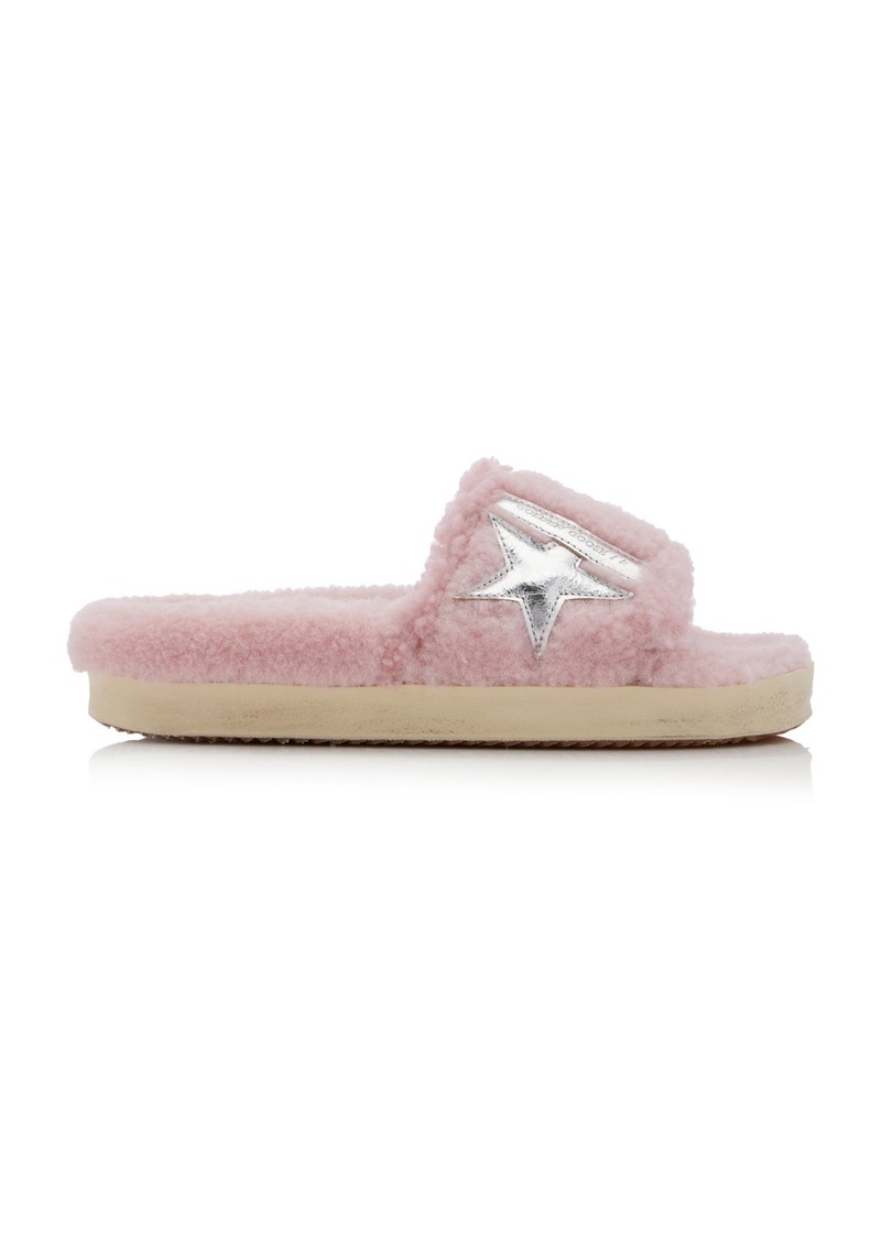 Golden Goose - Poolstar Shearling Slide Sandals - Pink - IT 39 - Moda Operandi