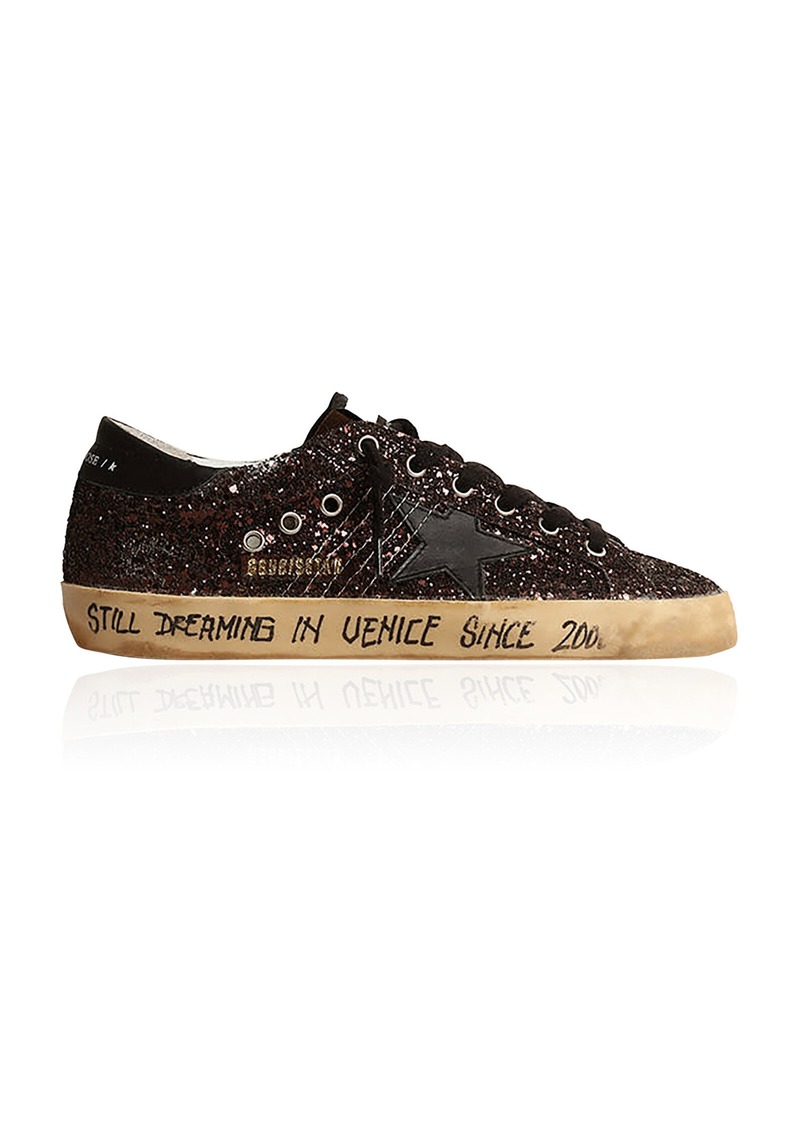 Golden Goose - Super-Star Glittered Suede Sneakers - Black - IT 36 - Moda Operandi