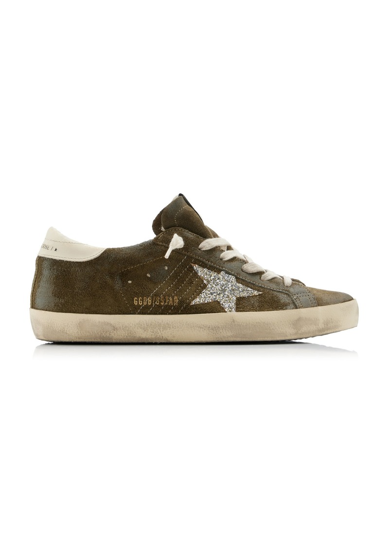 Golden Goose - Super-Star Glittered Suede Sneakers - Green - IT 37 - Moda Operandi