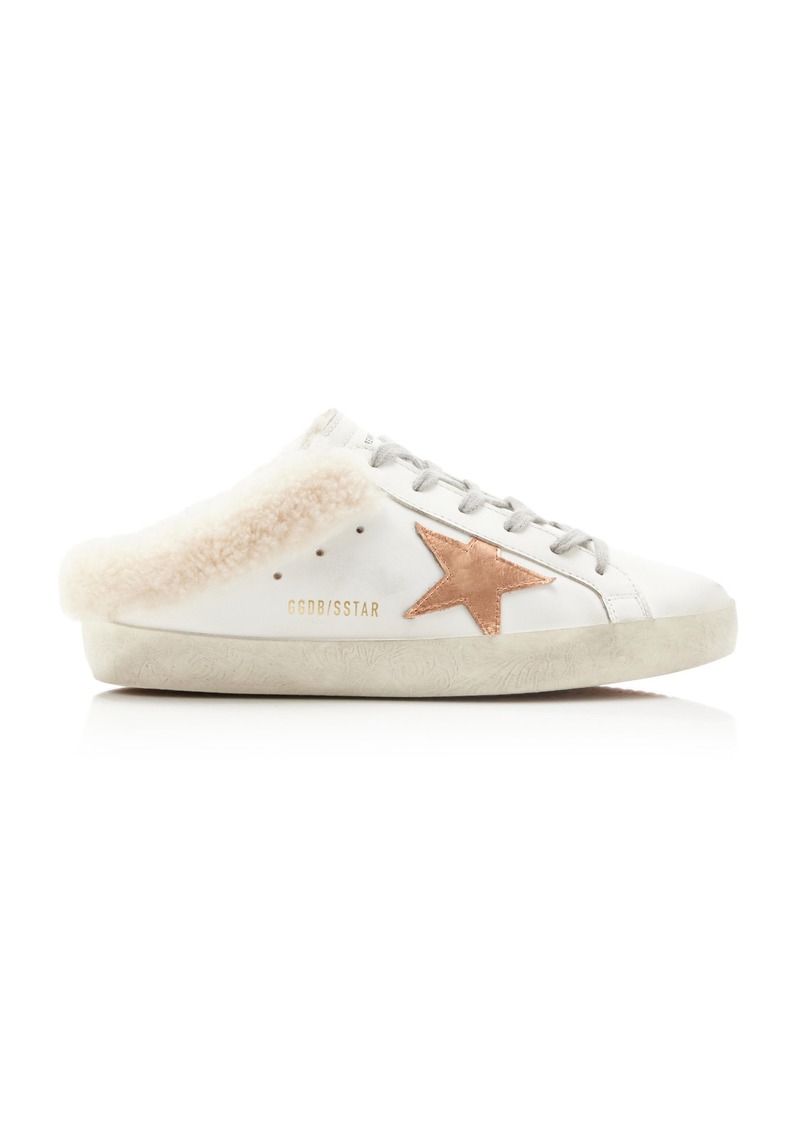 Golden Goose - Super-Star Shearling-Lined Leather Slip-On Sneakers - White - IT 40 - Moda Operandi