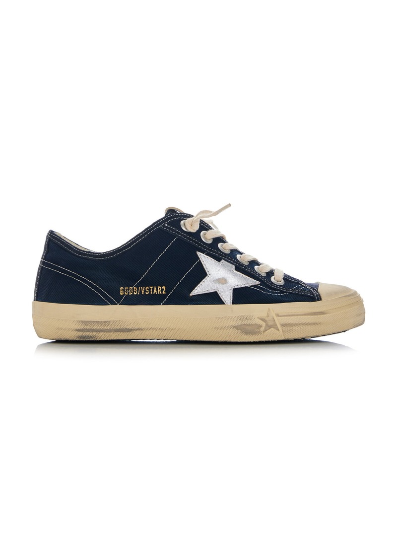 Golden Goose - V-Star 2 Leather-Trimmed Denim Sneakers - Blue - IT 40 - Moda Operandi