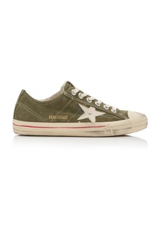 Golden Goose - V-Star 2 Leather-Trimmed Suede Sneakers - Khaki - IT 41 - Moda Operandi