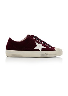 Golden Goose - V-Star 2 Leather-Trimmed Velvet Sneakers - Red - IT 39 - Moda Operandi