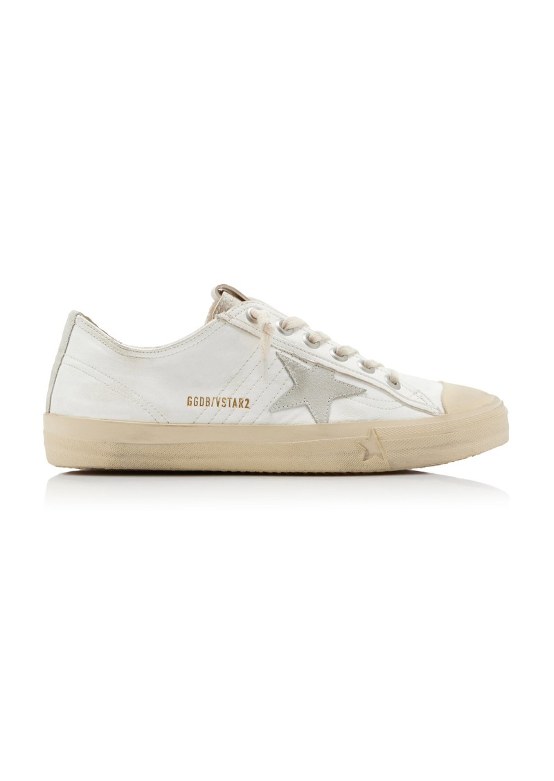 Golden Goose - V-Star 2 Suede-Trimmed Leather Sneakers - White - IT 40 - Moda Operandi