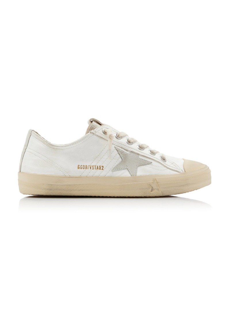 Golden Goose - V-Star 2 Suede-Trimmed Leather Sneakers - White - IT 35 - Moda Operandi