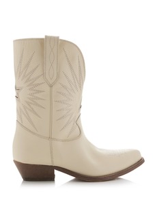 Golden Goose - Wish Star Embroidered Leather Western Boots - White - IT 37 - Moda Operandi