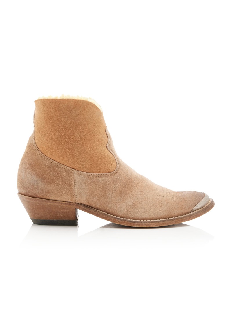 Golden Goose - Young Shearling-Lined Suede Western Boots - Neutral - IT 36 - Moda Operandi