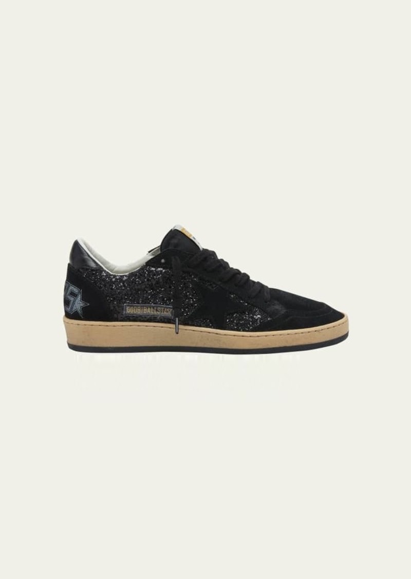 Golden Goose Ball Star Glitter and Suede Low-Top Sneakers