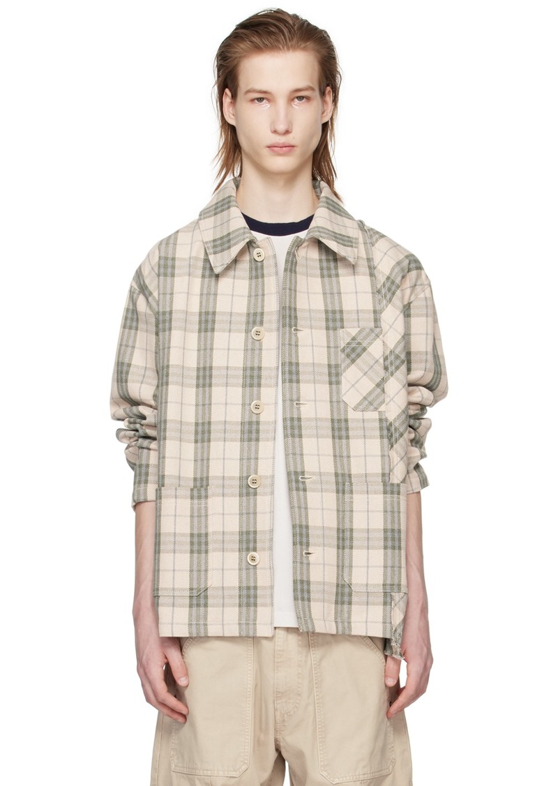 Golden Goose Beige & Green Plaid Shirt