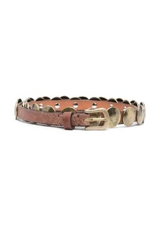 GOLDEN GOOSE BELT TRINIDAD THIN WASHED LEATHER FLESH SIDE WITH STUDS ACCESSORIES