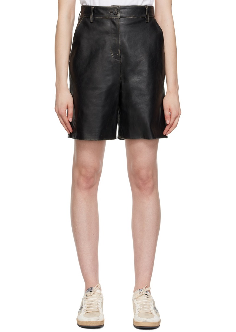 Golden Goose Black Four-Pocket Leather Shorts