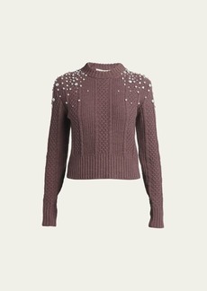 Golden Goose Cropped Cable-Knit Crystal Sweater