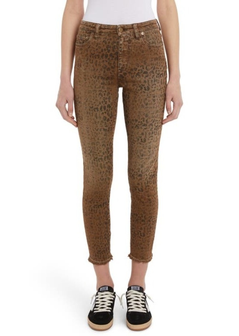 Golden Goose Deena Leopard Print Crop Raw Edge Jeans