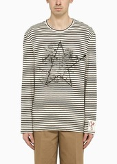 Golden Goose Ivory and blue striped t-shirt