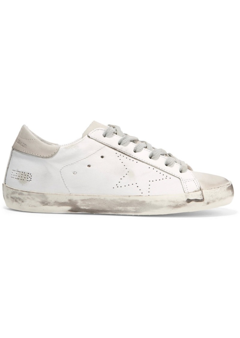 golden goose superstar distressed leather sneakers