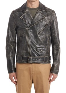 Golden Goose Distressed Leather Moto Jacket in Black at Nordstrom