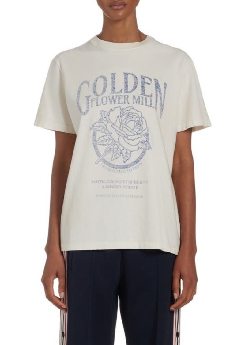 Golden Goose Golden Flower Mill Distressed Silk Blend Graphic T-Shirt