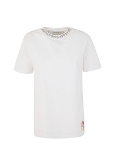 GOLDEN GOOSE GOLDEN W`S REGULAR T-SHIRT DISTRESSED COTTON JERSEY WITH EMBROIDERY CLOTHING