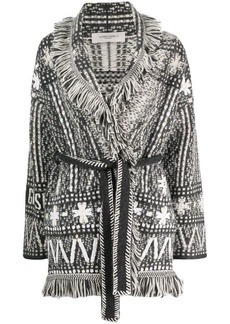 GOLDEN GOOSE GREY WOOL AND MOHAIR BLEND FRINGED CARDIGAN