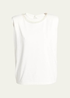 Golden Goose Journey Sleeveless Pearl-Embellished T-Shirt