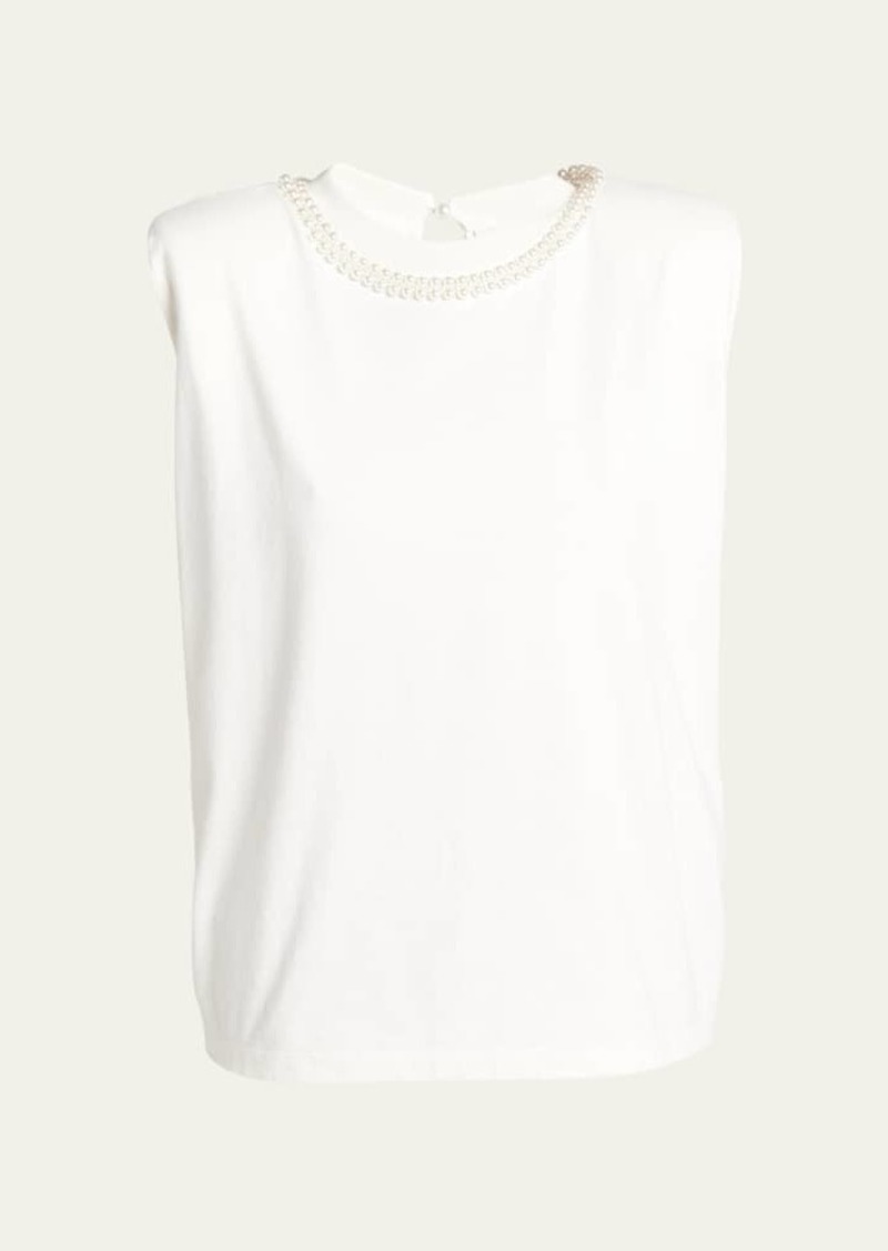 Golden Goose Journey Sleeveless Pearl-Embellished T-Shirt