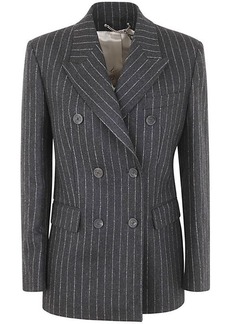 GOLDEN GOOSE JOURNEY W`S BLAZER DOUBLE-BREASTED BLEND VIRGIN WOOL FLANEL PINSTRIPES CLOTHING