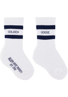 Golden Goose Kids White & Navy Striped Socks
