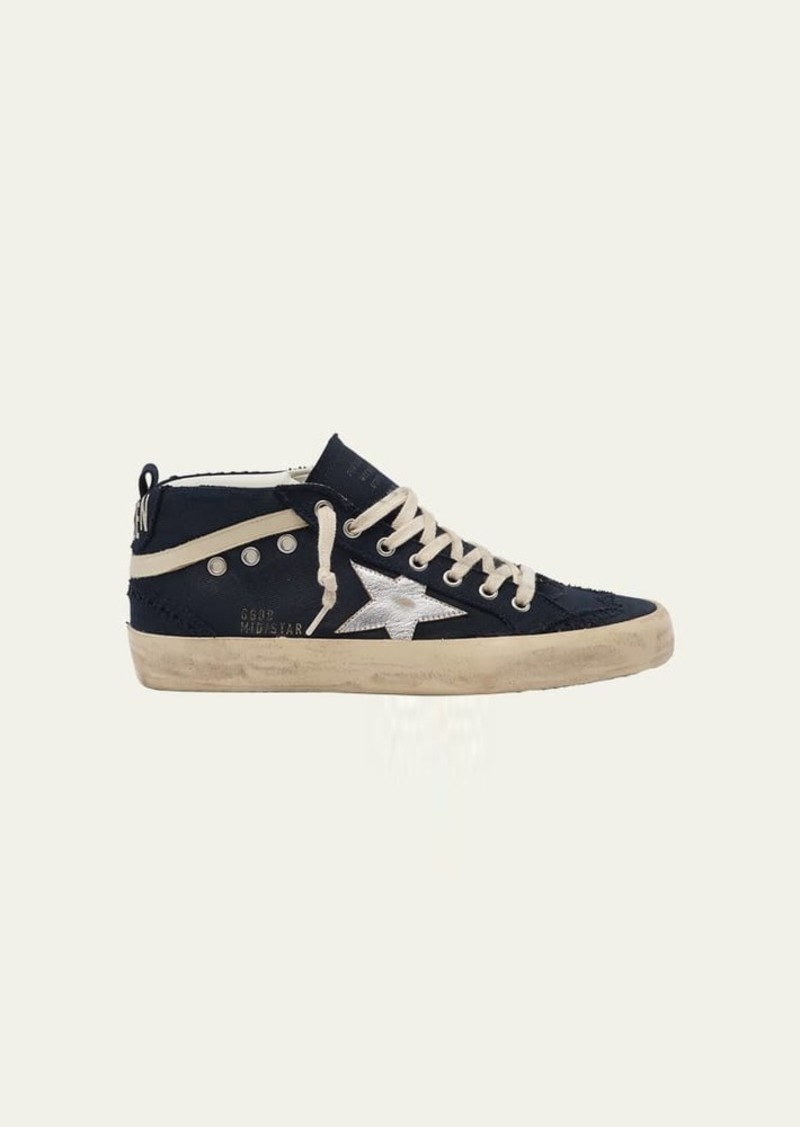 Golden Goose Mid Star Canvas Wing-Tip Sneakers
